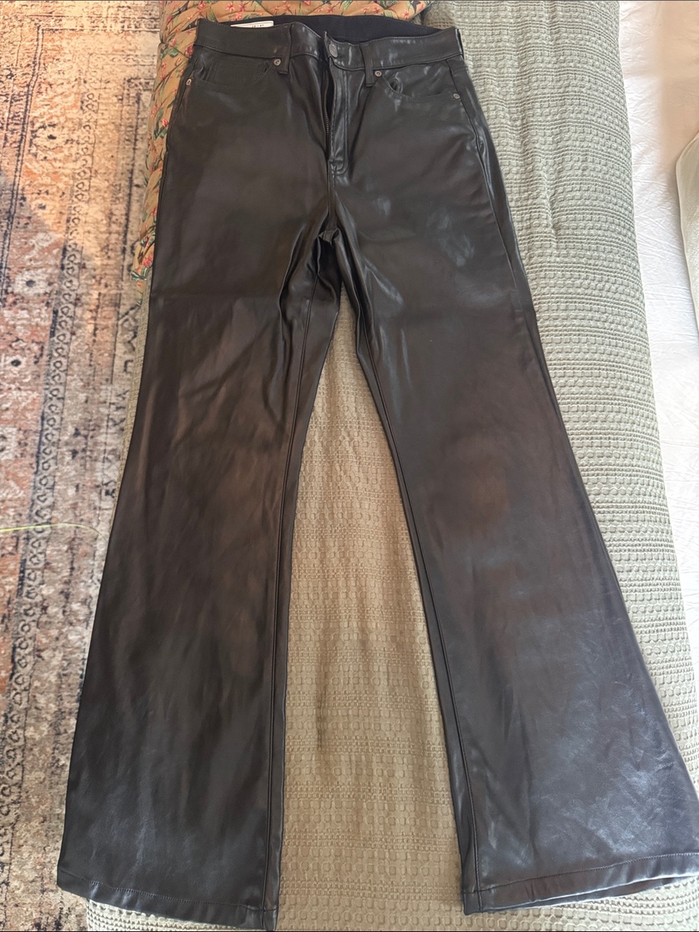 GAP Black Faux Leather Flared Pants
